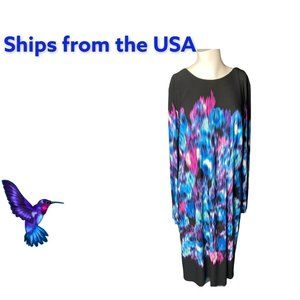 Liz Claiborne Black Dress Sz. 14 Color Splash